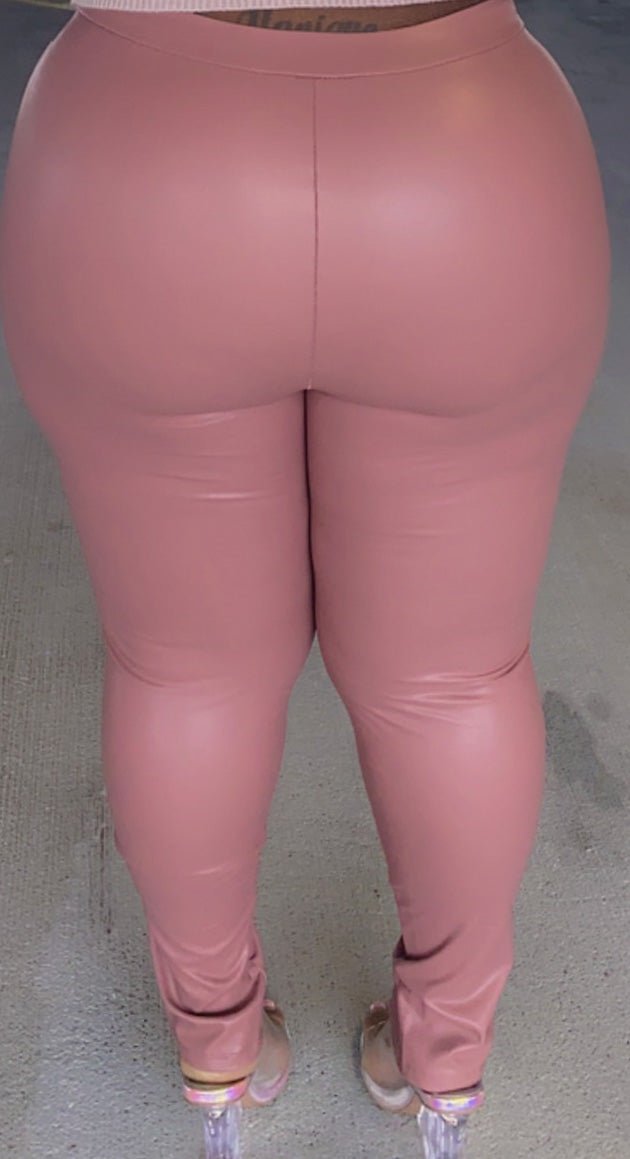Rose Quilted Faux Leather Panel Leggings