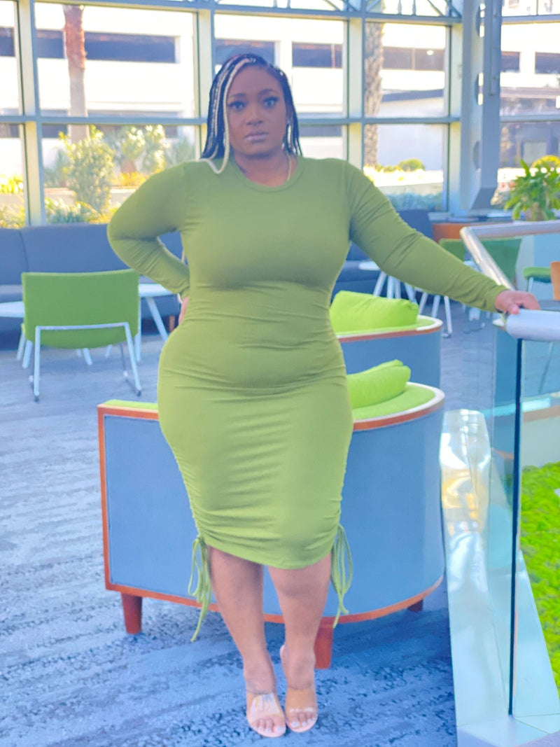Matilda Olive Branch Drawstring Bodycon Ruched Dress Kamaniskloset Matilda Olive Branch Drawstring Bodycon Ruched Dress Kamaniskloset